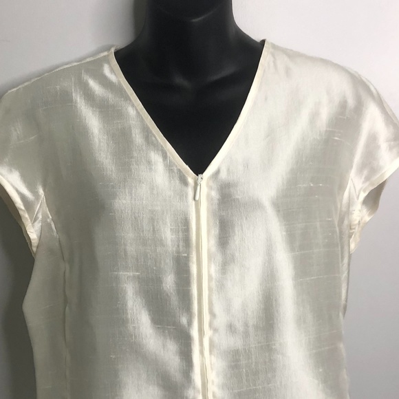 Giorgio Armani Ivory Silk Zip Front Top